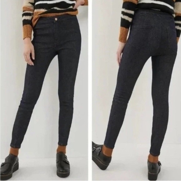 NWT Anthropologie Pilcro High-Rise Sparkle Gold Shimmer Denim Leggings Size 28P. - Picture 1 of 14